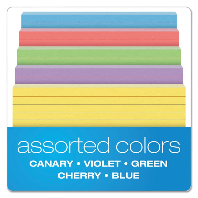 TOPS BUSINESS FORMS Ruled Index Cards, 4 x 6, Blue/Violet/Canary/Green/Cherry, 100/Pack (OXF34610) thumbnail 4