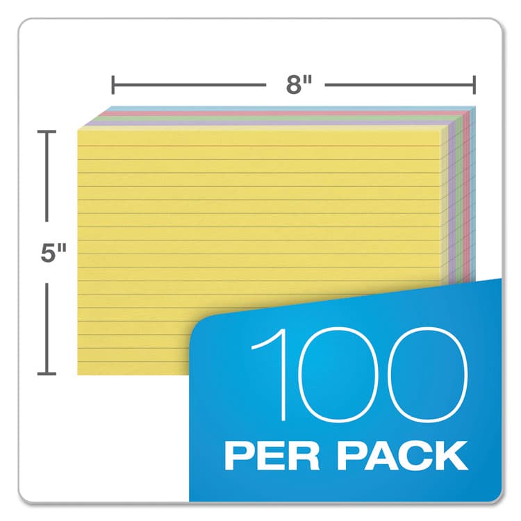 TOPS BUSINESS FORMS Ruled Index Cards, 5 x 8, Blue/Violet/Canary/Green/Cherry, 100/Pack (OXF35810) thumbnail 3
