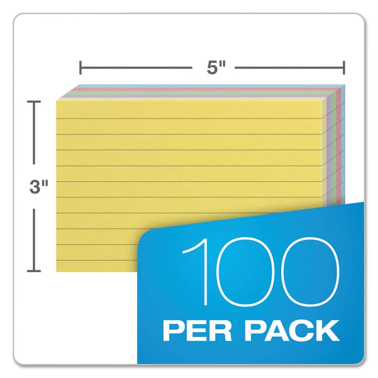 TOPS BUSINESS FORMS Ruled Index Cards, 3 x 5, Blue/Violet/Canary/Green/Cherry, 100/Pack (OXF40280) thumbnail 3