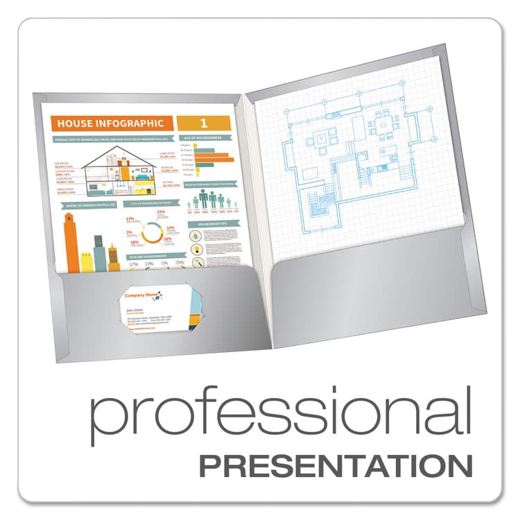 TOPS BUSINESS FORMS Laminated Twin Pocket Folders, Accommodates (100) 11 x 8.5 Sheets, Gray, 25/Box (OXF51705) thumbnail 2