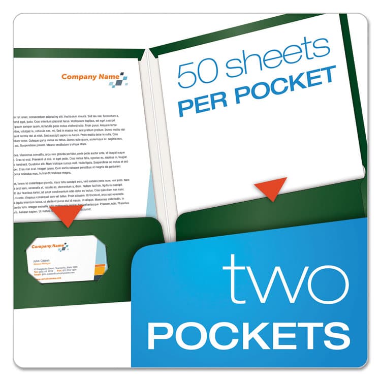 TOPS BUSINESS FORMS Laminated Twin Pocket Folders, Accommodates (100) 11 x 8.5 Sheets, Green, 25/Box (OXF51717) thumbnail 3