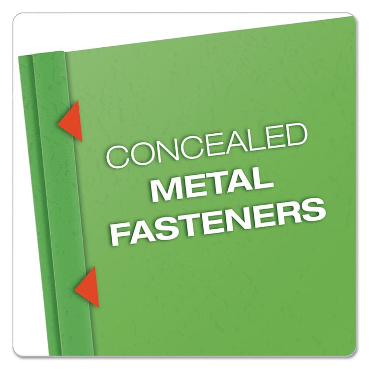 TOPS BUSINESS FORMS Clear Front Standard Grade Report Cover, Three-Prong Fastener, 0.5" Capacity, 8.5 x 11, Clear/Green, 25/Box (OXF55807) thumbnail 3