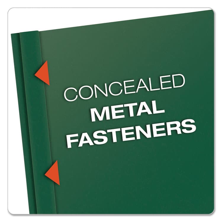 TOPS BUSINESS FORMS Clear Front Report Cover, Three-Prong Fastener, 0.5" Capacity, 8.5 x 11, Clear/ Hunter Green, 25/Box (OXF55856) thumbnail 3