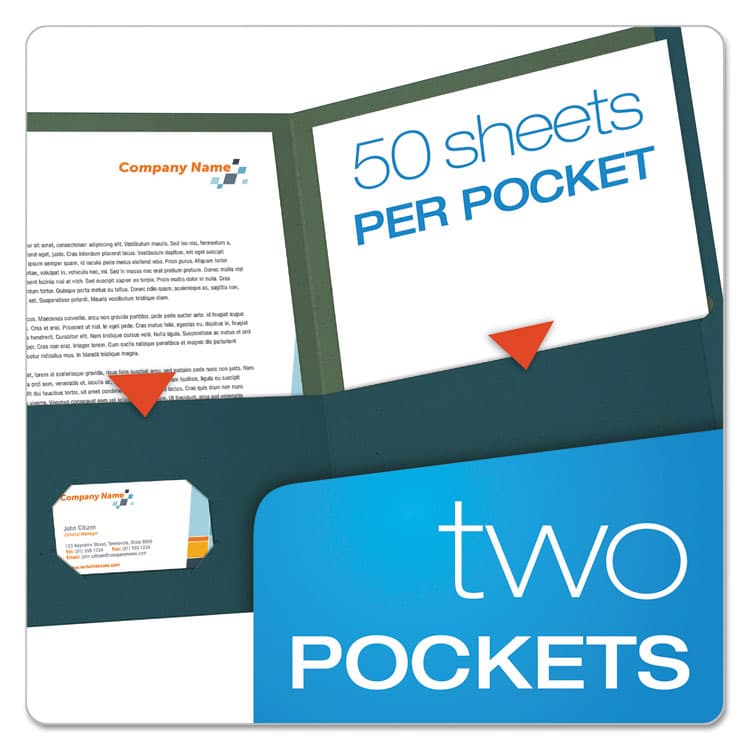 TOPS BUSINESS FORMS Earthwise by Oxford 100% Recycled Twin-Pocket Folder, Accommodates (100) 11 x 8.5 Sheets, Blue, 25/Box (OXF78502) thumbnail 3