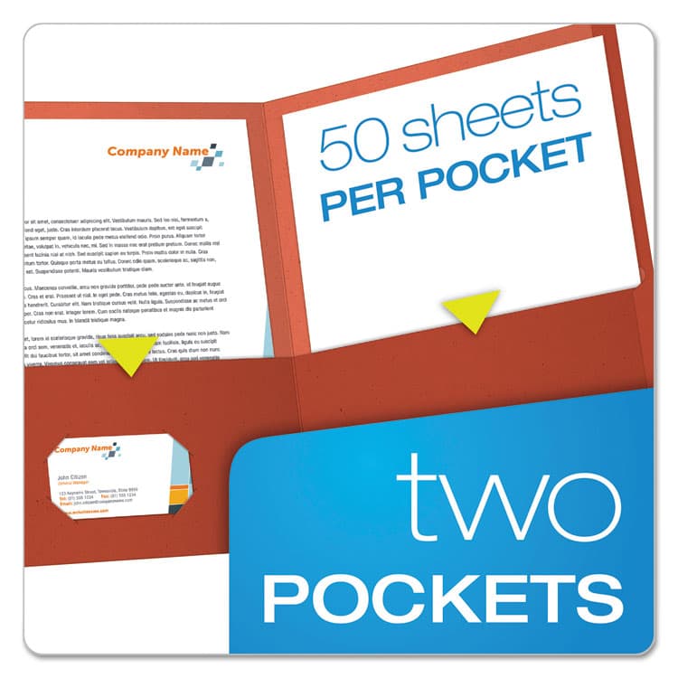 TOPS BUSINESS FORMS Earthwise by Oxford 100% Recycled Twin-Pocket Folder, Accommodates (100) 11 x 8.5 Sheets, Red, 25/Box (OXF78511) thumbnail 3