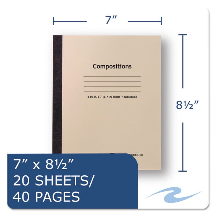ROARING SPRING PAPER PRODUCTS Stitched Cover Composition Book, Wide/Legal Rule, Manila Cover, (20) 8.5 x 7 Sheets (ROA77340) thumbnail 2