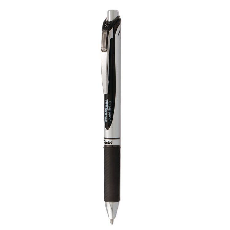 PENTEL OF AMERICA EnerGel RTX Gel Pen, Retractable, Medium 0.7 mm, Black Ink, Black/Gray Barrel (PENBL77A)