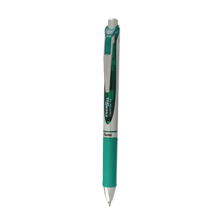 PENTEL OF AMERICA EnerGel RTX Gel Pen, Retractable, Medium 0.7 mm, Green Ink, Green/Gray Barrel (PENBL77D)