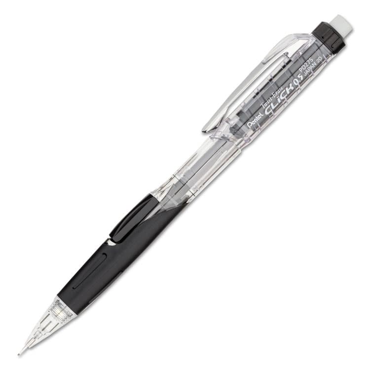 PENTEL OF AMERICA Twist-Erase CLICK Mechanical Pencil, 0.5 mm, HB (#2), Black Lead, Black Barrel (PENPD275TA)