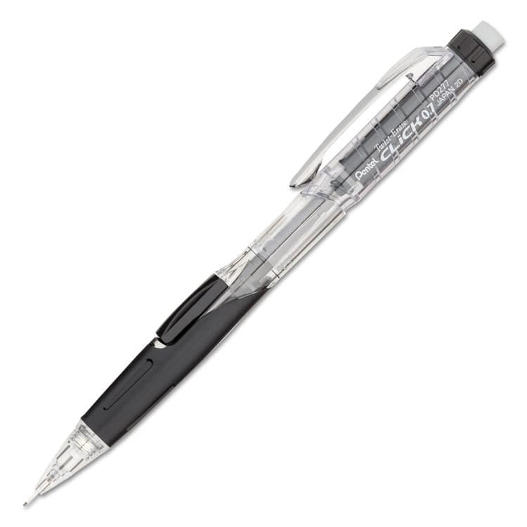 PENTEL OF AMERICA Twist-Erase CLICK Mechanical Pencil, 0.7 mm, HB (#2), Black Lead, Black Barrel (PENPD277TA)