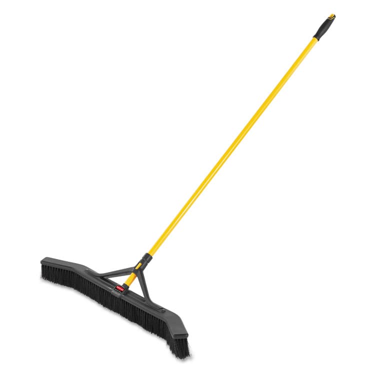 RUBBERMAID COMMERCIAL PROD. Maximizer Push-to-Center Broom, Poly Bristles, 36 x 58.13, Steel Handle, Yellow/Black (RCP2018728)