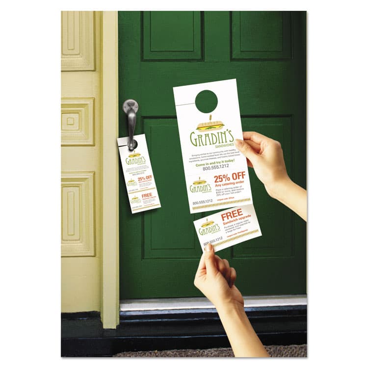 AVERY PRODUCTS CORPORATION Door Hanger with Tear-Away Cards, 97 Bright, 65 lb Cover Weight, 4.25 x 11, White, 2 Hangers/Sheet, 40 Sheets/Pack (AVE16150) thumbnail 3