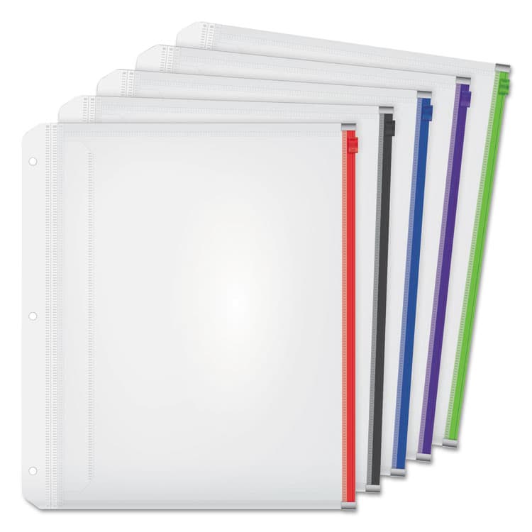 CARDINAL BRANDS . Expanding Zipper Binder Pocket, 8.5 x 11, Assorted Colors, 5/Pack (CRD14650)