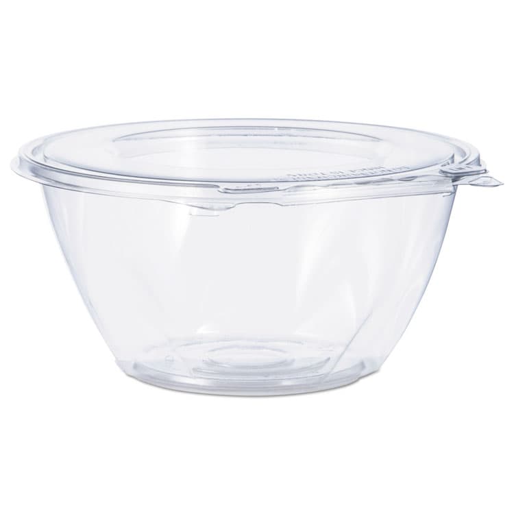 DART SafeSeal Tamper-Resistant, Tamper-Evident Bowls with Flat Lid, 32 oz, 7" Diameter x 3.2" h, Clear, Plastic, 150/Carton (DCCCTR32BF)