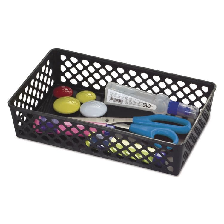 OFFICEMATE INTERNATIONAL CORP. Recycled Supply Basket, Plastic, 10.06 x 6.13 x 2.38, Black, 2/Pack (OIC26202) thumbnail 2