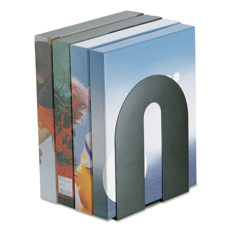 OFFICEMATE INTERNATIONAL CORP. Heavy Duty Bookends, Nonskid Base, 8 x 8 x 10, Steel, Black, Pair (OIC93142) thumbnail 4