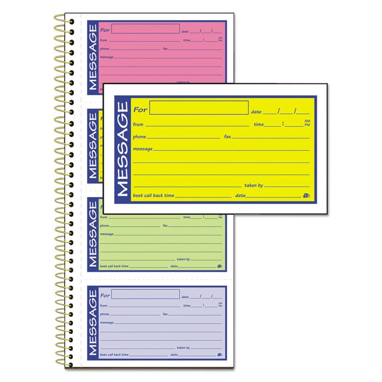 CARDINAL BRANDS . Wirebound Telephone Book with Multicolored Messages, Two-Part Carbonless, 4.75 x 2.75, 4 Forms/Sheet, 200 Forms Total (ABFSC1153RB)