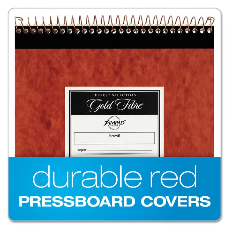 AMPAD/DIV. OF AMERCN PD&PPR Gold Fibre Retro Wirebound Writing Pads, Red Cover, Wide/Legal Rule and Quadrille Rule (5 sq/in), (70) White 8.5 x 11 Sheets (TOP20008R) thumbnail 2