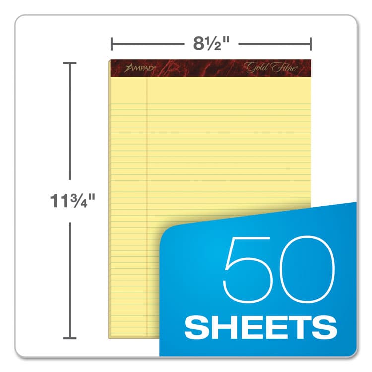 AMPAD/DIV. OF AMERCN PD&PPR Gold Fibre Quality Writing Pads, Narrow Rule, (50) Canary Yellow 8.5 x 11 Sheets, Dozen (TOP20022) thumbnail 2