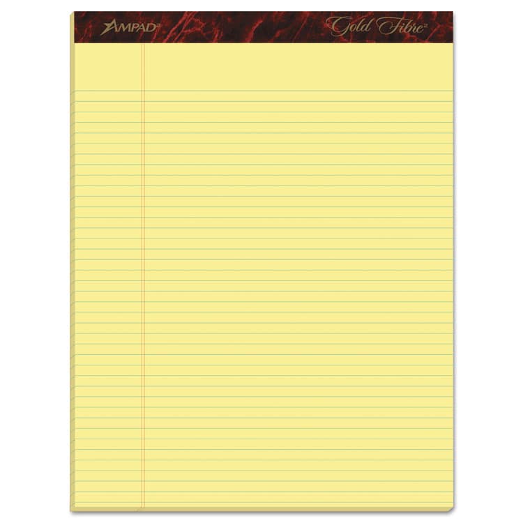 AMPAD/DIV. OF AMERCN PD&PPR Gold Fibre Quality Writing Pads, Narrow Rule, (50) Canary Yellow 8.5 x 11 Sheets, Dozen (TOP20022)