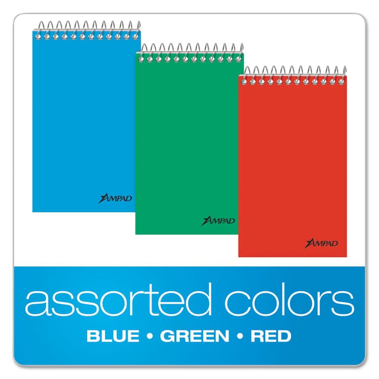 AMPAD/DIV. OF AMERCN PD&PPR Memo Pads, Assorted Cover Colors, Narrow Rule, (60) White 3 x 5 Sheets, 3/Pack (TOP45093) thumbnail 4