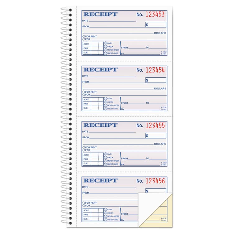 CARDINAL BRANDS . Multipart Money/Rent Receipt Book, Two-Part Carbonless, 4.75 x 2.75, 4 Forms/Sheet, 200 Forms Total (ABFSC1152)