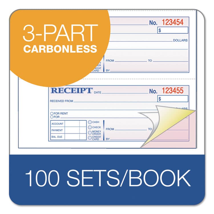 CARDINAL BRANDS . Receipt Book, Three-Part Carbonless, 7.19 x 2.75, 4 Forms/Sheet, 100 Forms Total (ABFTC1182) thumbnail 3