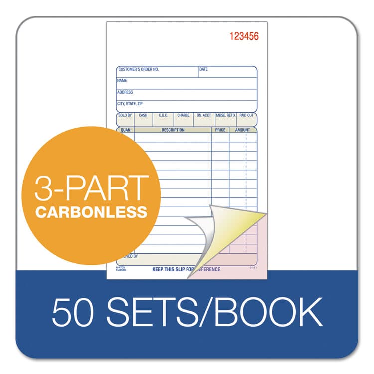 CARDINAL BRANDS . Multipart Sales Order Pad, Three-Part Carbonless, 4.19 x 6.69, 50 Forms Total (ABFTC4705) thumbnail 3