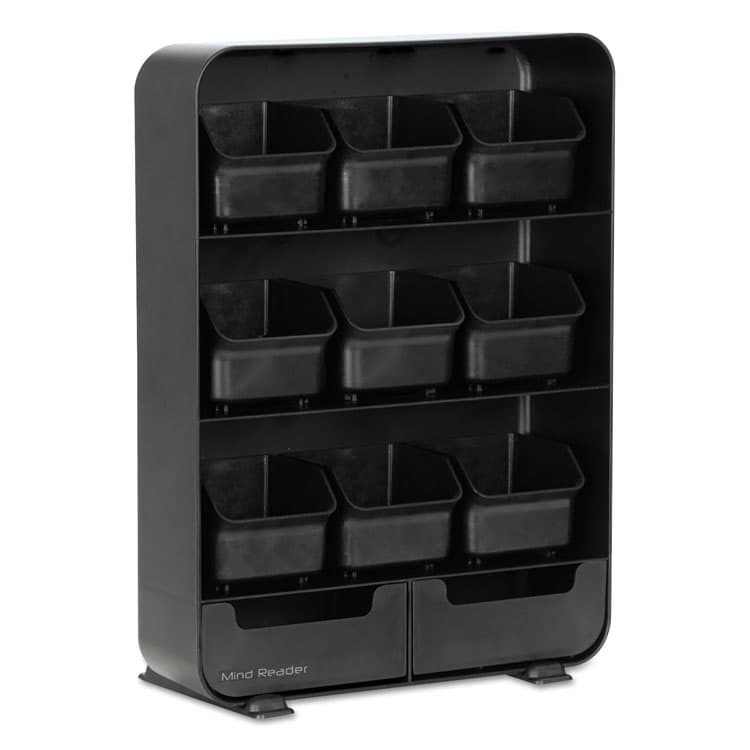 EMS MIND READER LLC Baggy Nine-Drawer Tea Bag and Accessory Holder, 10.24 x 4.33 x 13.11, Black (EMSTBORGBLK) thumbnail 4