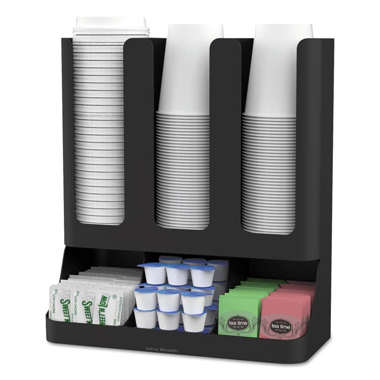 EMS MIND READER LLC Flume Six-Section Upright Coffee Condiment/Cup Organizer, 11.5 x 6.5 x 15, Black (EMSUPRIGHT6BLK) thumbnail 4