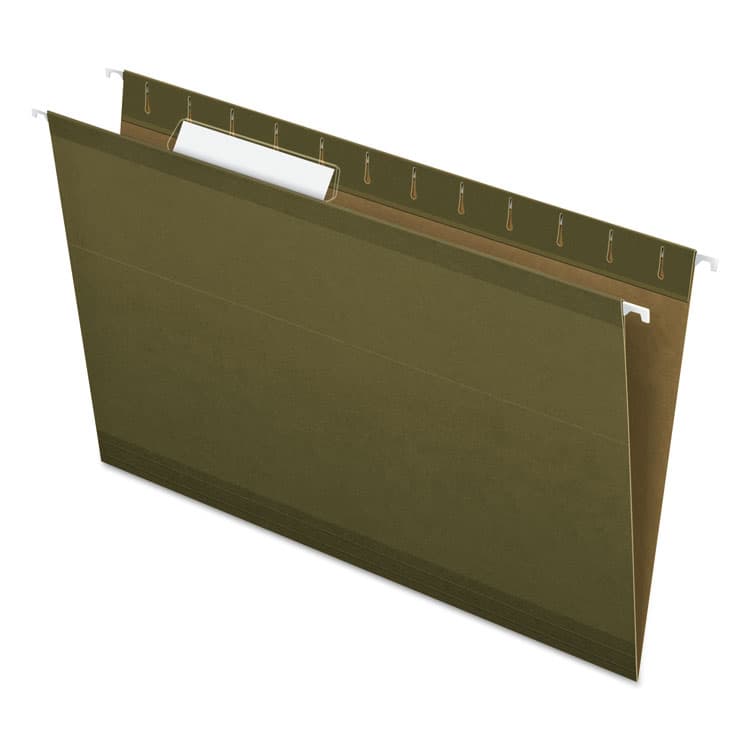 TOPS BUSINESS FORMS Reinforced Hanging File Folders with Printable Tab Inserts, Legal Size, 1/3-Cut Tabs, Standard Green, 25/Box (PFX415313)