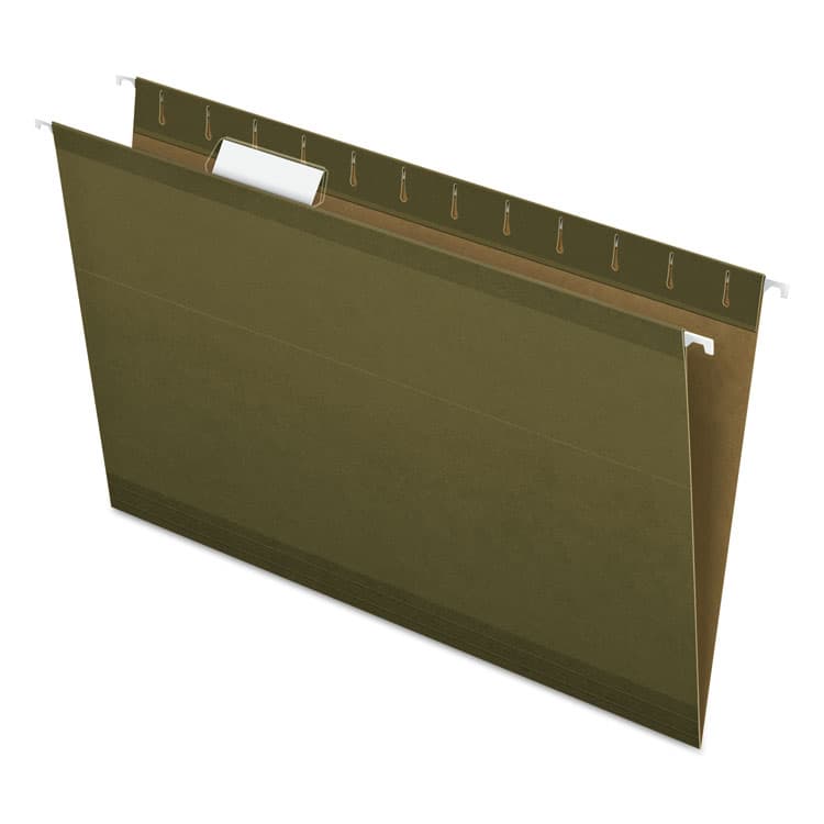 TOPS BUSINESS FORMS Reinforced Hanging File Folders with Printable Tab Inserts, Legal Size, 1/5-Cut Tabs, Standard Green, 25/Box (PFX415315)