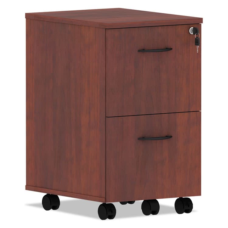 ALERA Alera Valencia Series Mobile Pedestal, Left or Right, 2 Legal/Letter-Size File Drawers, Medium Cherry, 15.38" x 20" x 26.63" (ALEVA582816MC)