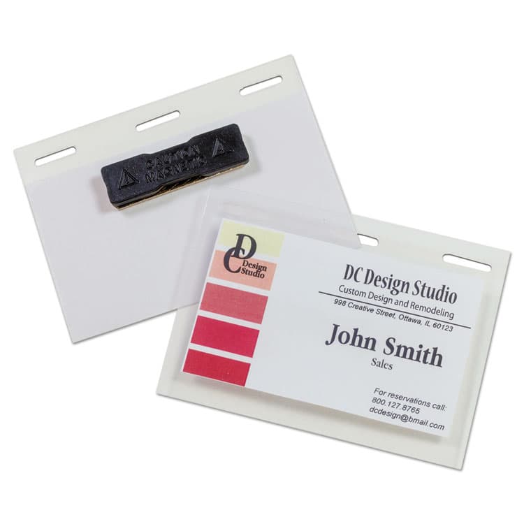C-LINE PRODUCTS, Self-Laminating Magnetic Style Name Badge Holder Kit, 2" x 3", Clear, 20/Box (CLI92823)