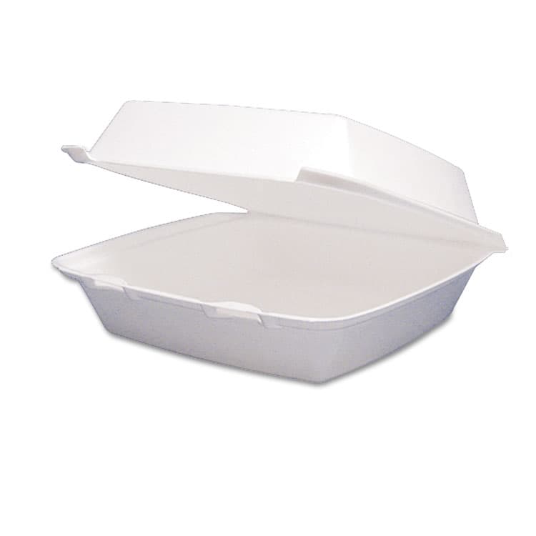 DART Foam Hinged Lid Containers, 8.38 x 7.78 x 3.25, White, 200/Carton (DCC85HT1R)