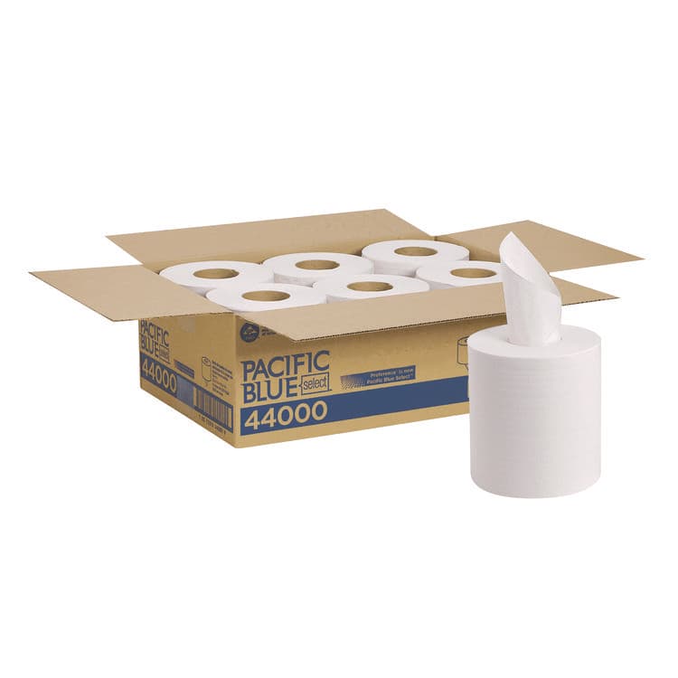 GEORGIA PACIFIC Pacific Blue Select 2-Ply Center-Pull Perf Wipers, 2-Ply, 8.25 x 12, White, 520/Roll, 6 Rolls/Carton (GPC44000)