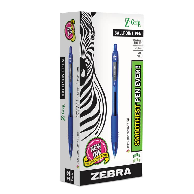 ZEBRA PEN CORP. Z-Grip Ballpoint Pen, Retractable, Medium 1 mm, Blue Ink, Translucent Blue/Blue Barrel, 12/Pack (ZEB22220) thumbnail 2
