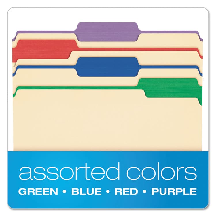 TOPS BUSINESS FORMS Color Tab File Folders, 1/3-Cut Tabs: Assorted, Letter Size, 0.75" Expansion, Manila, 50/Box (PFX84101) thumbnail 3