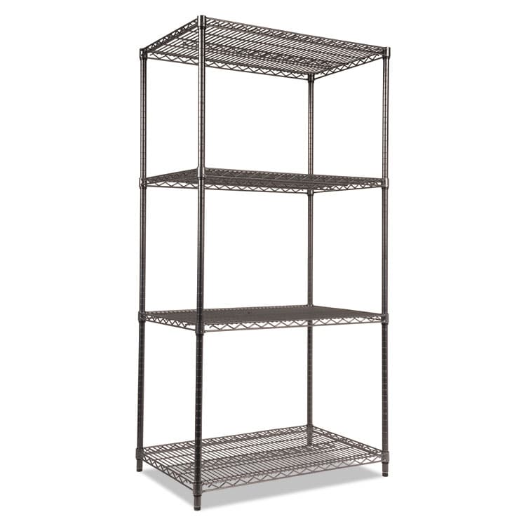 ALERA Wire Shelving Starter Kit, Four-Shelf, 36w x 24d x 72h, Black Anthracite (ALESW503624BA)