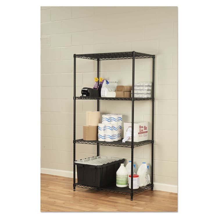 ALERA NSF Certified Industrial Four-Shelf Wire Shelving Kit, 36w x 24d x 72h, Black (ALESW503624BL) thumbnail 4