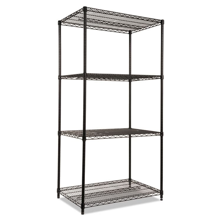 ALERA NSF Certified Industrial Four-Shelf Wire Shelving Kit, 36w x 24d x 72h, Black (ALESW503624BL)