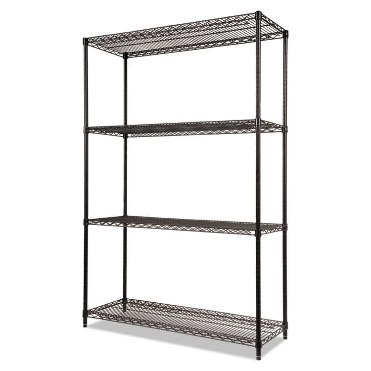 ALERA NSF Certified Industrial Four-Shelf Wire Shelving Kit, 48w x 18d x 72h, Black (ALESW504818BL) thumbnail 2