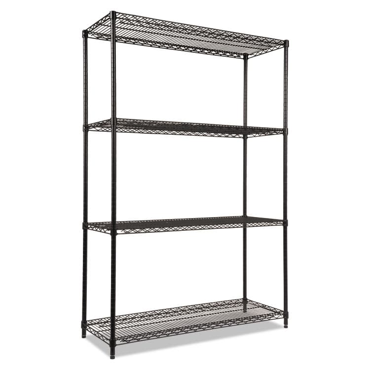 ALERA NSF Certified Industrial Four-Shelf Wire Shelving Kit, 48w x 18d x 72h, Black (ALESW504818BL)