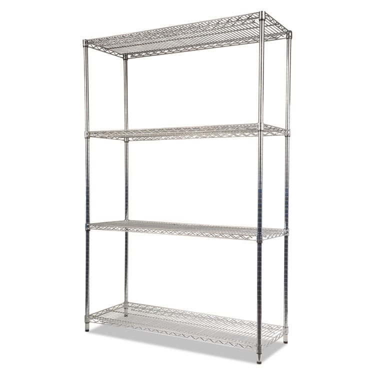ALERA NSF Certified Industrial Four-Shelf Wire Shelving Kit, 48w x 18d x 72h, Silver (ALESW504818SR) thumbnail 4
