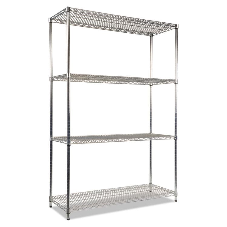 ALERA NSF Certified Industrial Four-Shelf Wire Shelving Kit, 48w x 18d x 72h, Silver (ALESW504818SR)