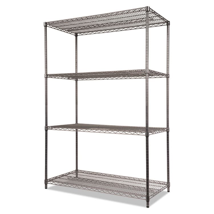 ALERA Wire Shelving Starter Kit, Four-Shelf, 48w x 24d x 72h, Black Anthracite (ALESW504824BA) thumbnail 3