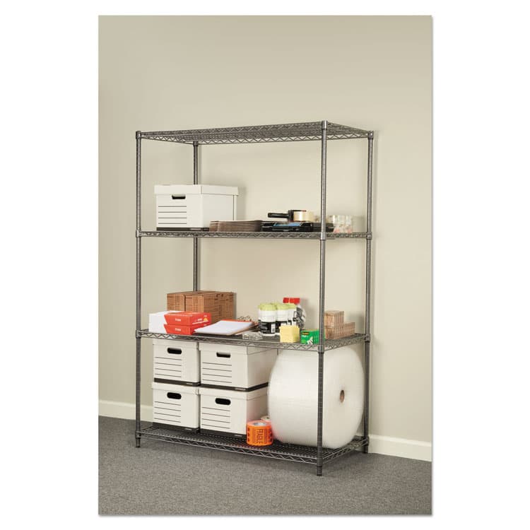 ALERA Wire Shelving Starter Kit, Four-Shelf, 48w x 24d x 72h, Black Anthracite (ALESW504824BA) thumbnail 4