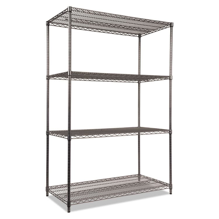 ALERA Wire Shelving Starter Kit, Four-Shelf, 48w x 24d x 72h, Black Anthracite (ALESW504824BA)