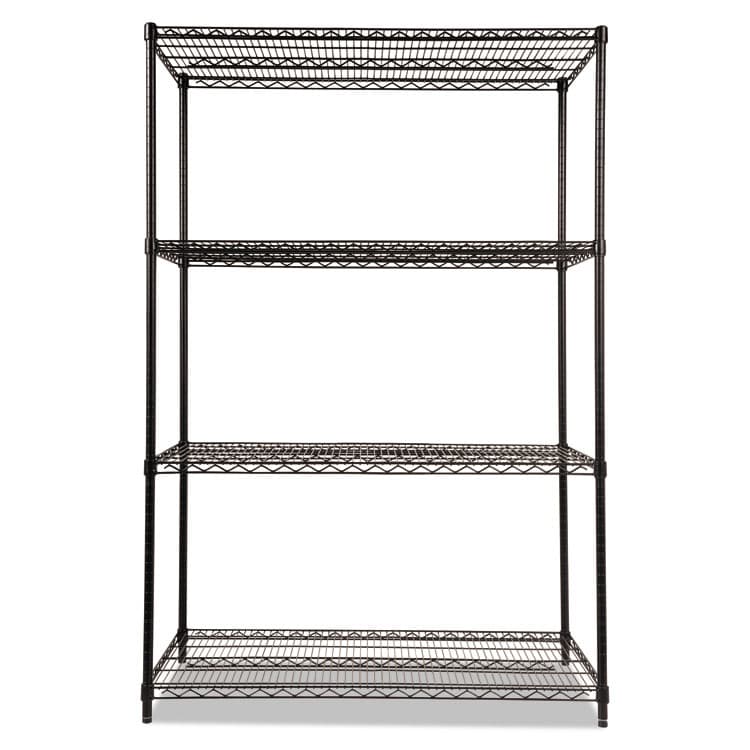 ALERA NSF Certified Industrial Four-Shelf Wire Shelving Kit, 48"w x 24"d x 72"h, Black (ALESW504824BL) thumbnail 2