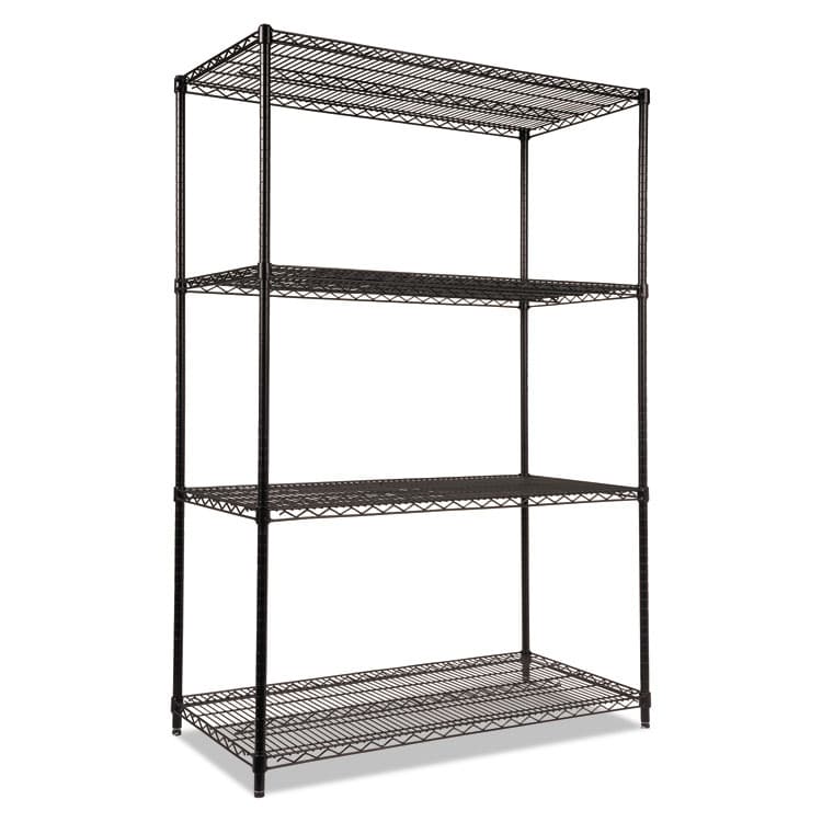 ALERA NSF Certified Industrial Four-Shelf Wire Shelving Kit, 48"w x 24"d x 72"h, Black (ALESW504824BL)